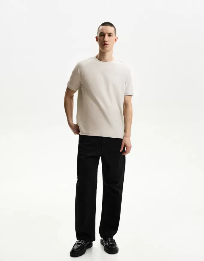 Tricou texturat cu maneca scurta