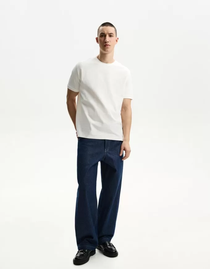 Tricou texturat cu maneca scurta
