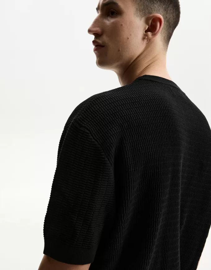 Tricou texturat cu maneca scurta