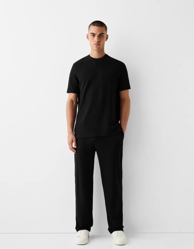 Tricou texturat cu maneca scurta
