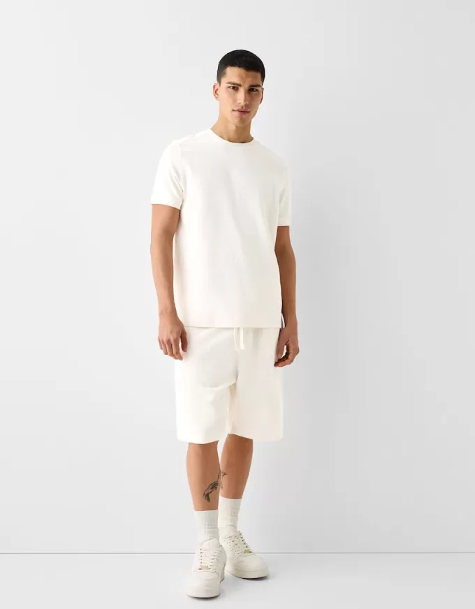 Tricou texturat cu maneca scurta