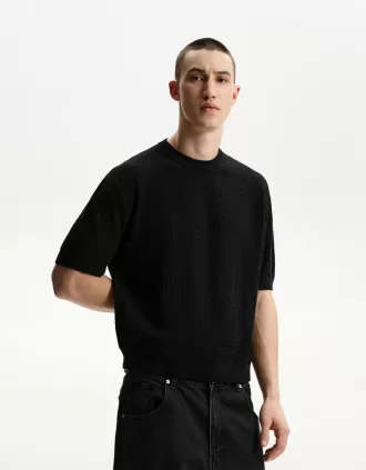 Tricou texturat cu maneca scurta