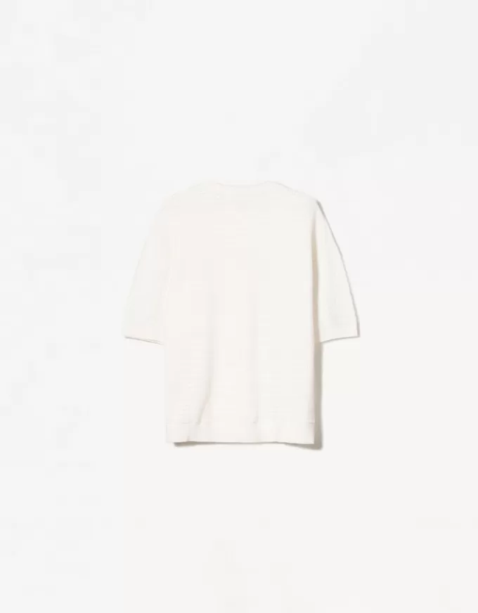 Tricou texturat cu maneca scurta