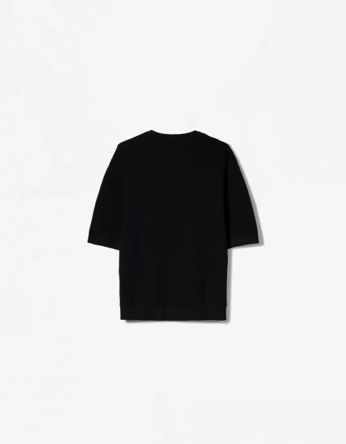 Tricou texturat cu maneca scurta