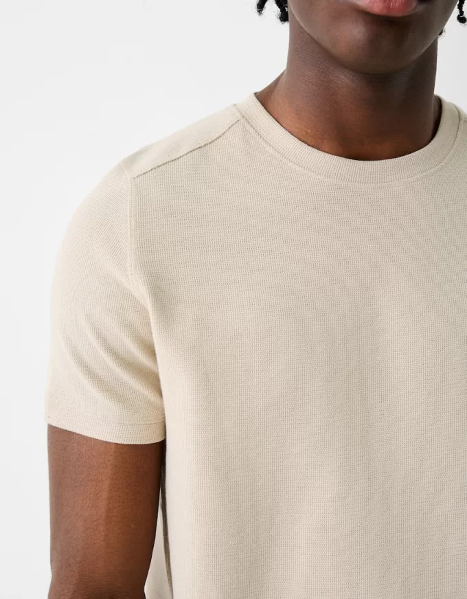 Tricou texturat cu maneca scurta