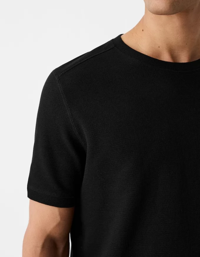 Tricou texturat cu maneca scurta