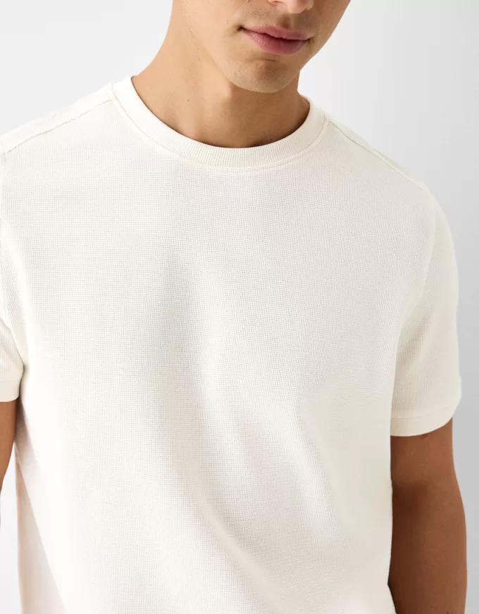 Tricou texturat cu maneca scurta