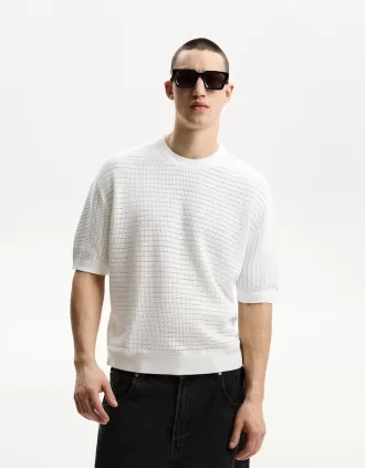 Tricou texturat cu maneca scurta