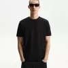 Tricou texturat cu maneca scurta