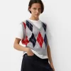 Vestă cu decolteu în V cu model argyle Vestă cu decolteu în V cu model argyle