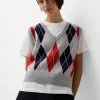 Vestă cu decolteu în V cu model argyle Vestă cu decolteu în V cu model argyle