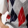Vestă cu decolteu în V cu model argyle Vestă cu decolteu în V cu model argyle