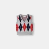 Vestă cu decolteu în V cu model argyle Vestă cu decolteu în V cu model argyle