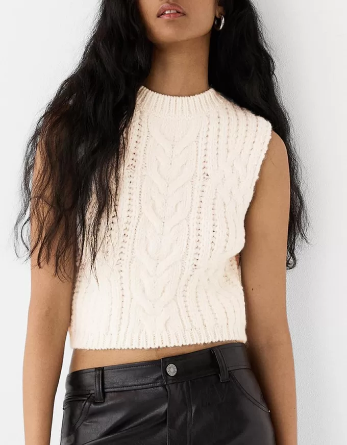 Vesta din tricot cablu Vesta din tricot cablu