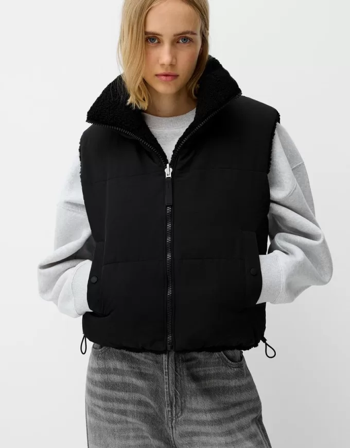 Vestă reversibilă din faux shearling